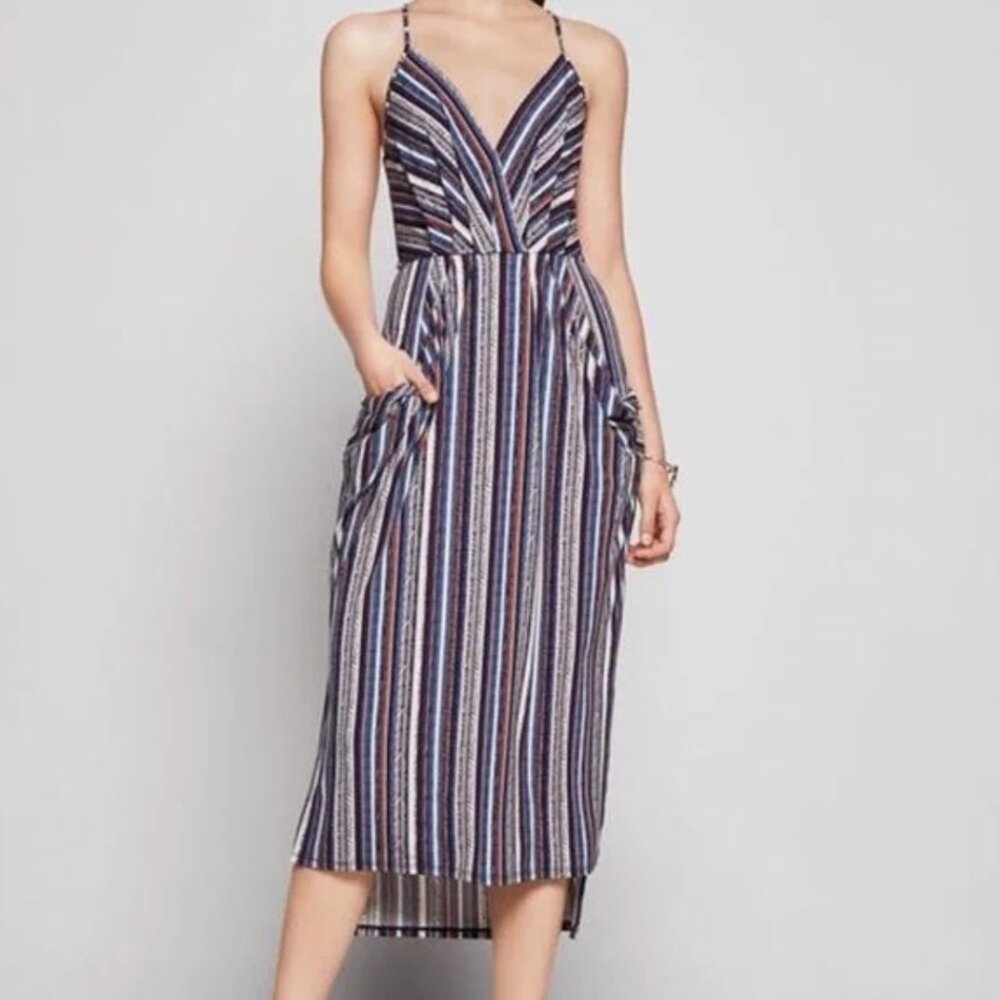 BCBGeneration Striped Midi Dress with Pockets - size XS